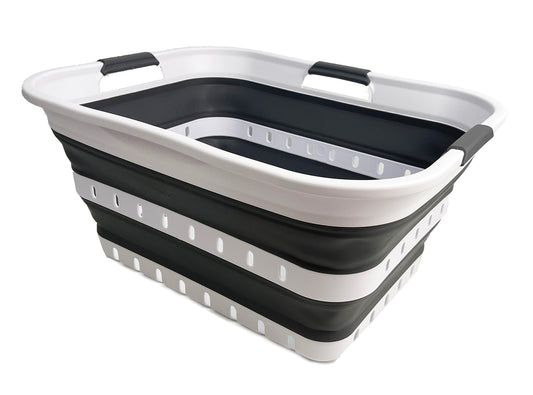 SAMMART Collapsible Plastic Rectangular Laundry Basket - Foldable Pop Up Storage Container/Organizer - Portable Laundry Hamper - Space Saving