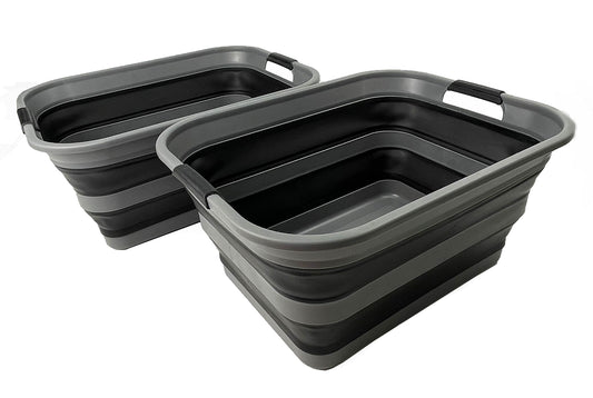 SAMMART 42L Collapsible Plastic Laundry Basket - Foldable Pop Up Storage Container/Organizer - Portable Washing Tub - Space Saving Hamper/Basket