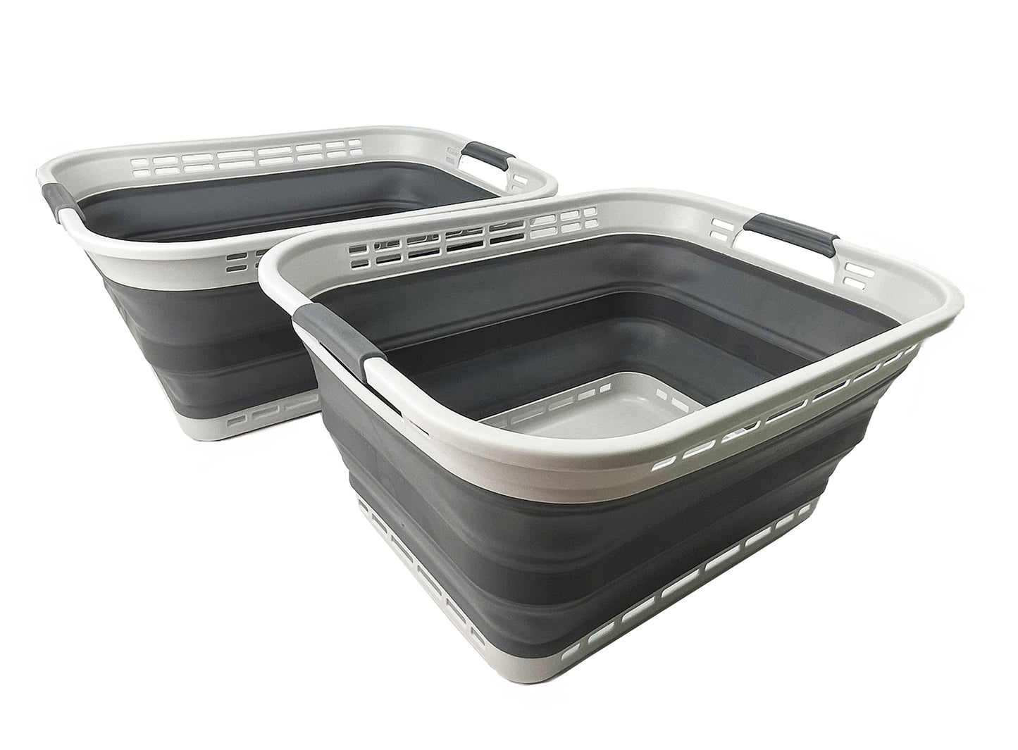 SAMMART 42L (11 gallons) Collapsible Plastic Laundry Basket - Portable Pop Up Storage Container/Organizer - Portable Hamper - Space Saving Easy Storage