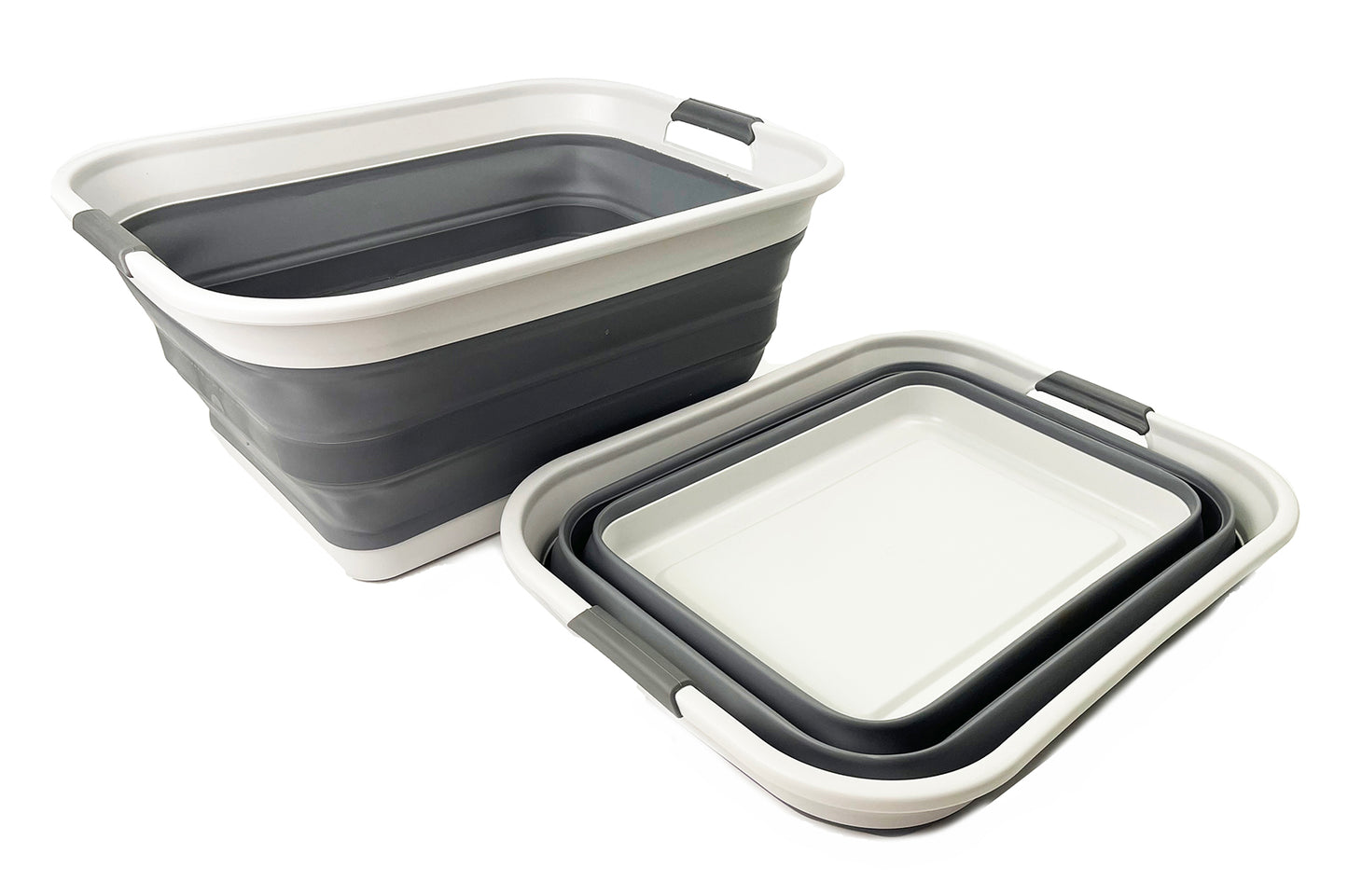 SAMMART 42L Collapsible Plastic Laundry Basket - Foldable Pop Up Storage Container/Organizer - Portable Washing Tub - Space Saving Hamper/Basket