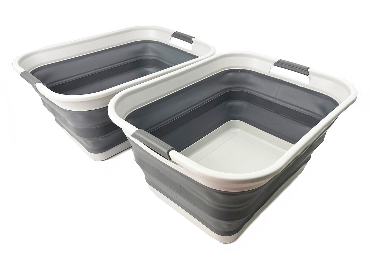 SAMMART 42L Collapsible Plastic Laundry Basket - Foldable Pop Up Storage Container/Organizer - Portable Washing Tub - Space Saving Hamper/Basket