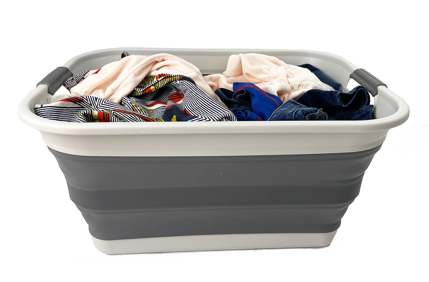 SAMMART 42L Collapsible Plastic Laundry Basket - Foldable Pop Up Storage Container/Organizer - Portable Washing Tub - Space Saving Hamper/Basket