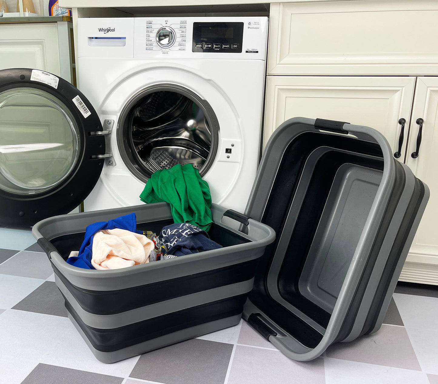 SAMMART 42L Collapsible Plastic Laundry Basket - Foldable Pop Up Storage Container/Organizer - Portable Washing Tub - Space Saving Hamper/Basket