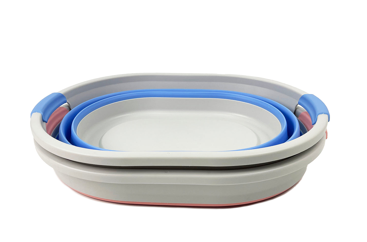 SAMMART Set of 2 Collapsible Plastic Oval Laundry Basket - Foldable Pop Up Storage Container/Organizer - Portable Washing Tub - Space Saving Hamper