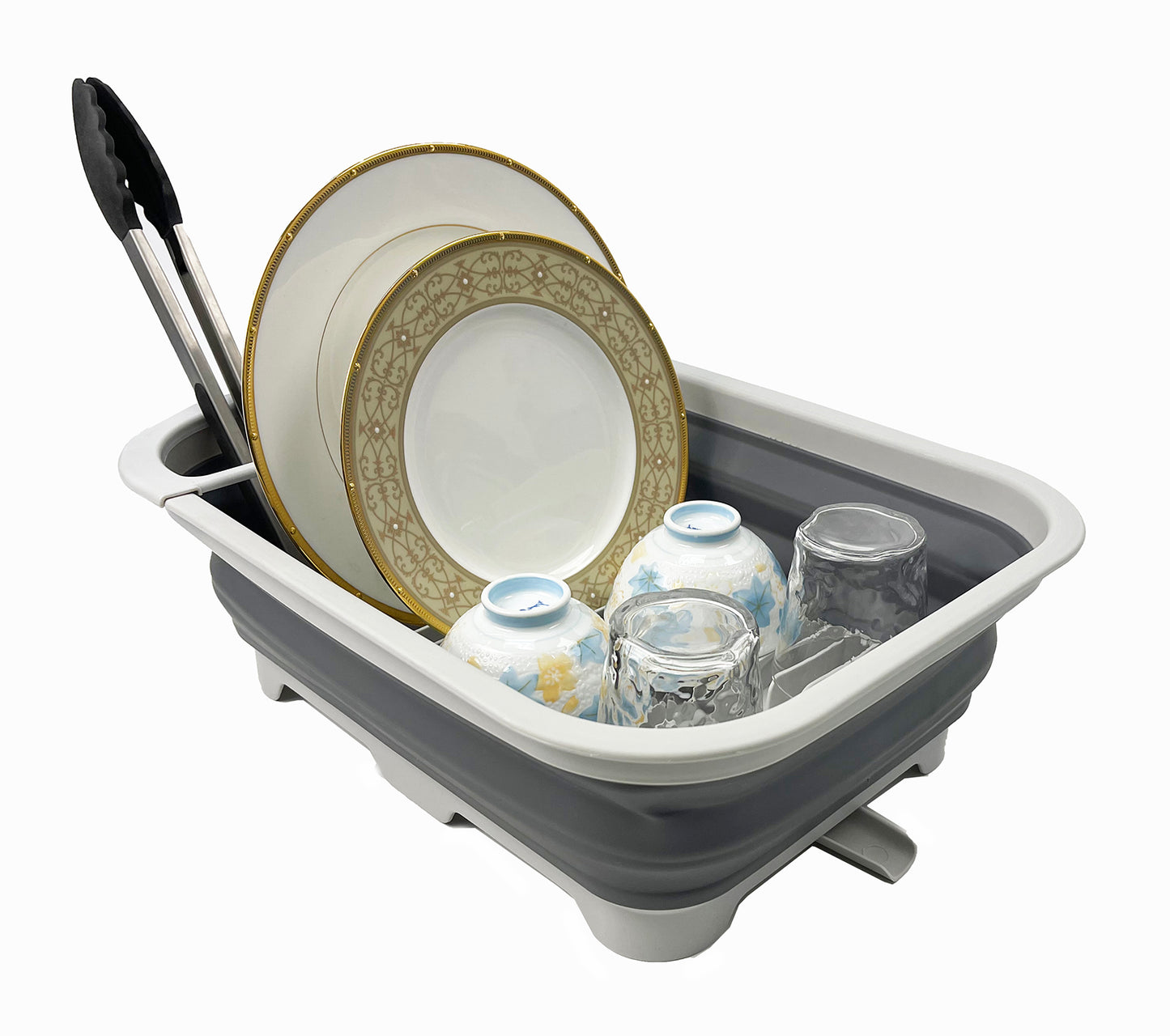 SAMMART 12L (3.17 Gallon) Collapsible Dish Drainer with Swivel spout - Foldable Drying Rack Set - Portable Dinnerware Organizer - Space Saving Kitchen Storage Tray