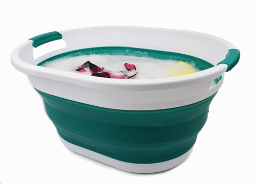 SAMMART 32L (8.4 gallons) Collapsible Plastic Laundry Basket/Hamper-Foldable Laundry Washing Tub - Portable Storage Container/Organizer-Pop Up Saving