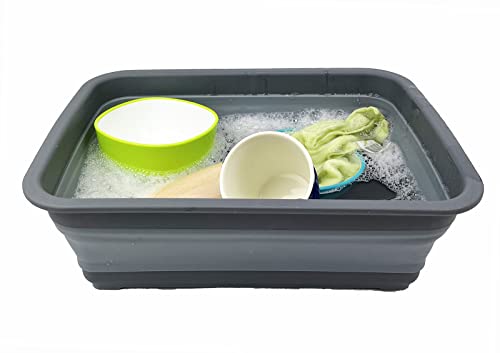 SAMMART 8L (2.1 Gallon) Set of 2 Collapsible Tub - Foldable Dish Tub - Portable Washing Basin - Space Saving Plastic Washtub