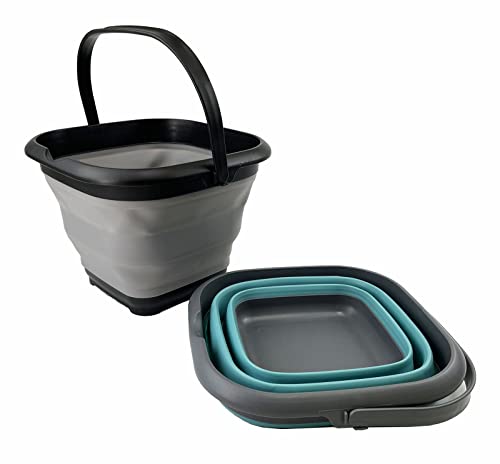 SAMMART 8.5L (2.2 Gallon) Collapsible Square Handy Bucket/Foldable SquareWater Pail/Portable Tub with Handle. Size 31cm (Square)