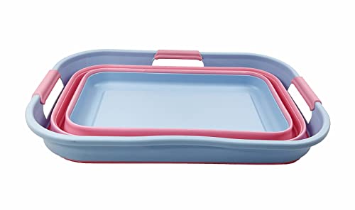 SAMMART 21L (5.5 Galloons) Collapsible Plastic Storge Basket - Foldable Pop Up Storage Container/Organizer - Portable Washing Tub - Space Saving Hamper/Basket