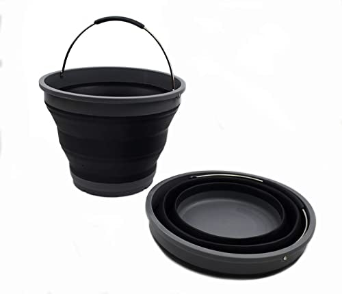 SAMMART 10L (2.6 gallons) Collapsible Plastic Riund Bucket - Foldable Round Tub with Handle - Portable Fishing Water Pail - Space Saving Outdoor Fishing