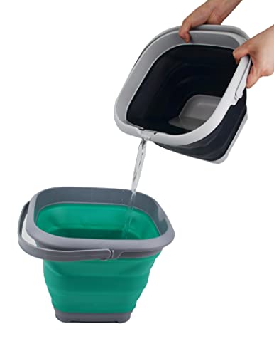 SAMMART 8.5L (2.2 gallons) Collapsible Plastic Square Bucket - Foldable Tub with Handle - Portable Fishing Bucket - Space Saving Easy Storage