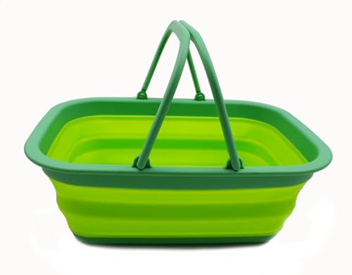 SAMMART 9.2L (2.3 gallons) Collapsible Plastic Tub with Handle - Portable Outdoor Picnic Basket/Crater/Shopping Bag-Foldable Storage Container-Space Saving