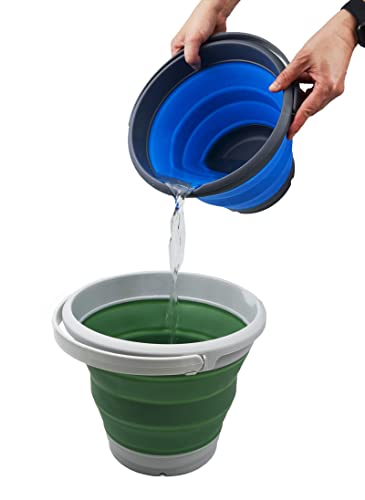 SAMMART 5.5L (1.4 Gallon) Collapsible Plastic Bucket with Lid - Foldable Round Tub with Lid - Portable Fishing Water Pail - Space Saving Outdoor Waterpot.