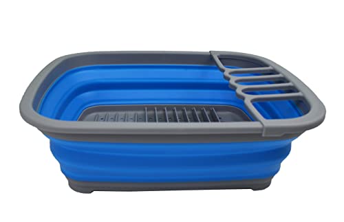 SAMMART 8L (2.11Gallons) Collapsible Dish Drainer - Foldable Drying Rack - Portable Dinnerware Organizer - Space Saving