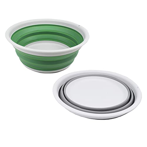 SAMMART 7.5L (1.98 Gallon) Collapsible Tub - Foldable Dish Tub - Portable Washing Basin - Space Saving Plastic Washtub