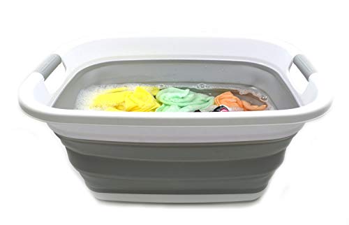 SAMMART Set of 2-31L (8.1 gallons) Collapsible Plastic Laundry Basket-Portable Laundry Washing Tub/Ciontainer - Pop Up Saving Hamper/Basket, Water capacity: 23L (6 gallons)