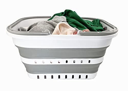 SAMMART 19L (5 Gallon) Collapsible Tub with Handle - Portable Outdoor Picnic Basket/Crater - Foldable Shopping Bag - Space Saving Storage Container
