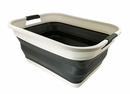 SAMMART 41L (10.8 gallons) Collapsible Plastic Laundry Washing Tub/Basket-Foldable Pop Up Storage Container/Organizer-Portable Laundry Hamper-Space Saving