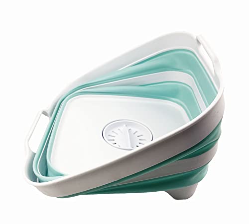 SAMMART 10L (2.6 gallons) Collapsible Plastic Dishpan with Draining Plug - Portable Washing Tub/Basin - Foldable Tub - Space Saving Kitchen Storage