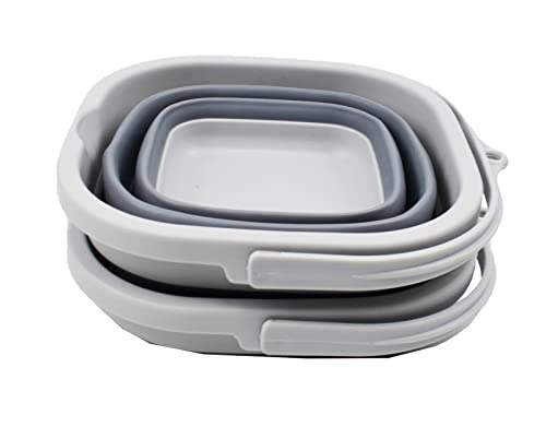 SAMMART 2.6L (0.68 Gallon) Super Mini Sqare Collapsible Plastic Bucket - Foldable Square Tub - Portable Fishing Water Pail - Space Saving Outdoor Waterpot
