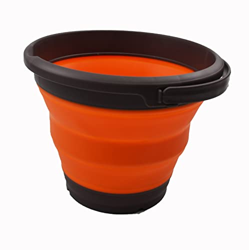 SAMMART Set of 2-5.5L (1.4 gallons) Collapsible Plastic Bucket - Foldable Round Tub with Hanle - Portable Fishing Bucket - Pop Up Saving Outdoor Waterpot.