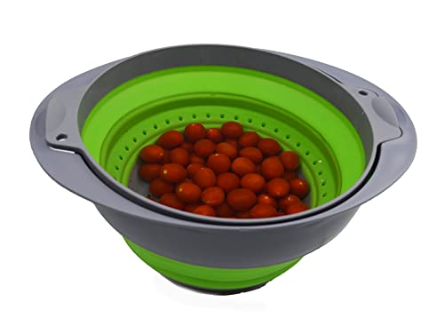 Collapsible TPE/PP Colander & Bowl Set. Foldable Washing Basin - Portable Dish Washing Tub - Space Saving Kitchen Storage Tray
