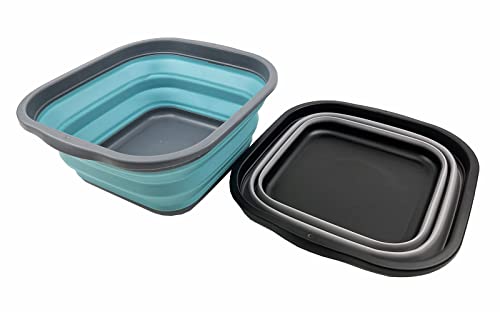 SAMMART 5.5L (1.4 Gallons) Set of 2 Collapsible Tub - Foldable Dish Tub - Portable Washing Basin - Space Saving Plastic Washtub