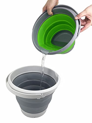 SAMMART 8.5L (2.2 Gallon) Collapsible Plastic Bucket with Lid - Foldable Round Tub with Lid - Portable Fishing Water Pail - Space Saving Outdoor Waterpot. Size 31cm Dia