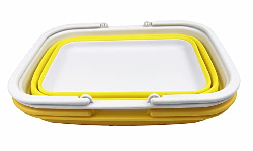 SAMMART 9.2L (2.37Gallon) Collapsible Tub with Handle - Portable Outdoor Picnic Basket/Crater - Foldable Shopping Bag - Space Saving Storage Container