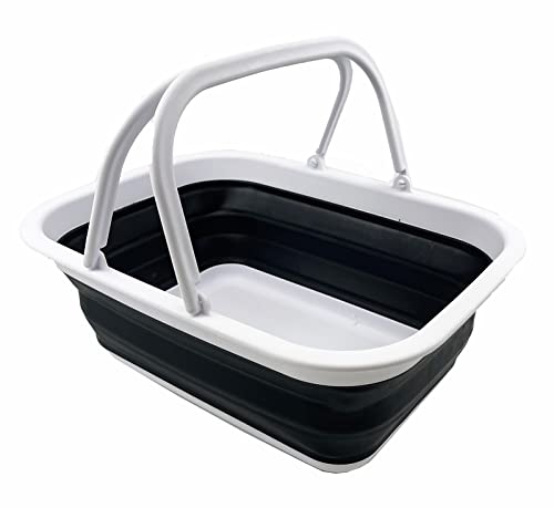 SAMMART SAMMART 9.2L (2.37Gallon) Collapsible Tub with Handle - Portable Outdoor Picnic Basket/Crater - Foldable Shopping Bag - Space Saving Storage Container