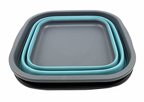 SAMMART 5.5L (1.4 Gallons) Set of 2 Collapsible Tub - Foldable Dish Tub - Portable Washing Basin - Space Saving Plastic Washtub