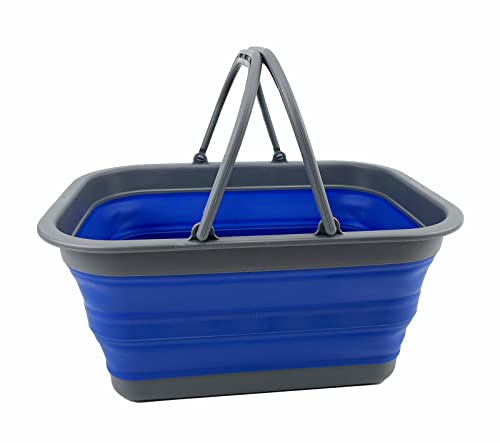 SAMMART SAMMART 12L (3.17Gallon) Collapsible Tub with Handle - Portable Outdoor Picnic Basket/Crater - Foldable Shopping Bag - Space Saving Storage Container