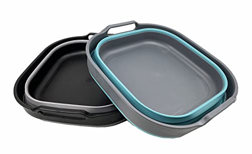 SAMMART 10L (2.64 Gallon) Collapsible Dishpan - Foldable Washing Basin - Portable Dish Washing Tub - Space Saving Kitchen Storage Tray