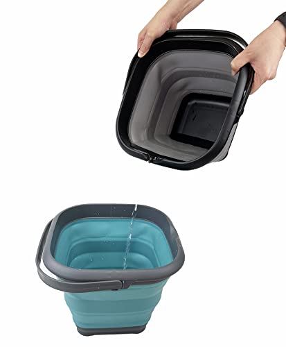 SAMMART 8.5L (2.2 Gallon) Collapsible Square Handy Bucket/Foldable SquareWater Pail/Portable Tub with Handle. Size 31cm (Square)