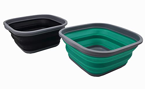 SAMMART 5.5L (1.4 Gallons) Set of 2 Collapsible Tub - Foldable Dish Tub - Portable Washing Basin - Space Saving Plastic Washtub