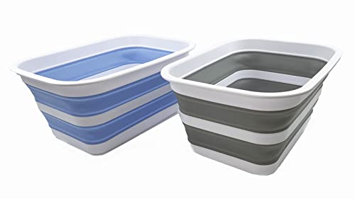 SAMMART 12L (3.17Gallon) Collapsible Tub - Portable Outdoor Picnic Tray - Portable Washing Basin - Space Saving Plastic Washtub