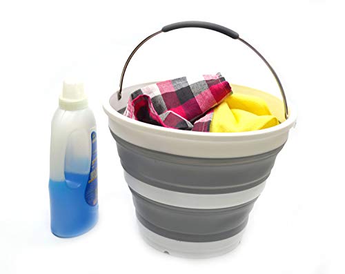 SAMMART 2 pcs Set : 36L (9.5 Gallons) Plastic Collapsible Laundry Basket & 10L (2.64 Gallons) Collapsible Bucket