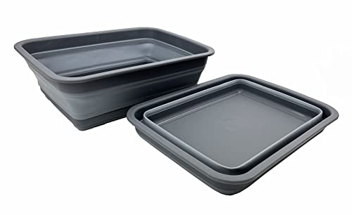 SAMMART 8L (2.1 Gallon) Set of 2 Collapsible Tub - Foldable Dish Tub - Portable Washing Basin - Space Saving Plastic Washtub