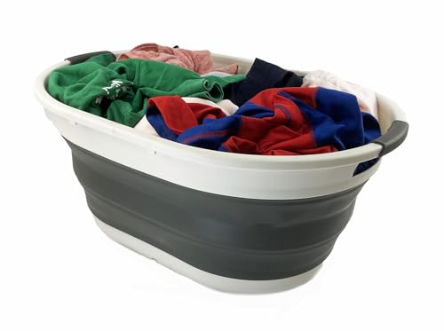 SAMMART 39L (10.3 gallons) Collapsible Plastic Laundry Basket - Foldable Washing Tub - Easy Storage & Pop Up Saving