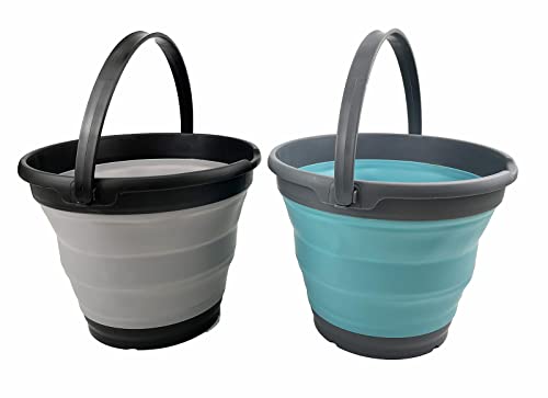 SAMMART 10L (2.6 Gallon) Collapsible Plastic Bucket - Foldable Round Tub - Portable Fishing Water Pail - Space Saving Outdoor Waterpot. Size 31cm Dia