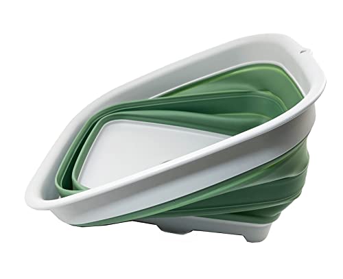 SAMMART 15L (3.9 Gallon) Collapsible Dishpan with Draining Plug - Foldable Washing Basin - Portable Dish Washing Tub - Camping & Space Saving Kitchen Storage Tray