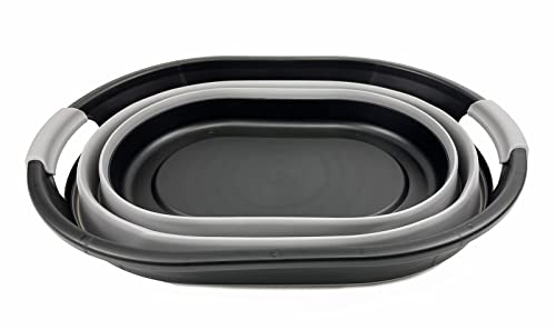 SAMMART 28L (7.4 gallon) Oval Collapsible Plastic Laundry Basket - Foldable Pop Up Storage Container/Organizer - Portable Washing Tub - Space Saving Hamper/Basket