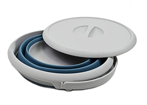 SAMMART 8.5L (2.2 Gallon) Collapsible Plastic Bucket with Lid - Foldable Round Tub with Lid - Portable Fishing Water Pail - Space Saving Outdoor Waterpot. Size 31cm Dia