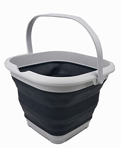 SAMMART 8.5L (2.2 Gallon) Collapsible Square Handy Bucket/Foldable SquareWater Pail/Portable Tub with Handle. Size 31x31cm