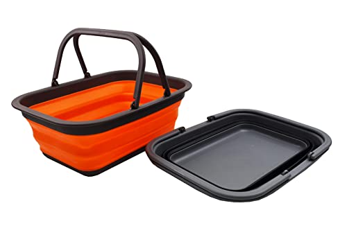 SAMMART SAMMART 9.2L (2.37Gallon) Collapsible Tub with Handle - Portable Outdoor Picnic Basket/Crater - Foldable Shopping Bag - Space Saving Storage Container