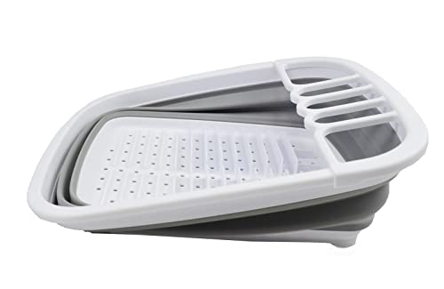SAMMART 8L (2.1 gallons) Collapsible Plastic Dish Drainer/Dish Rack- Foldable Drying Rack - Portable Dinnerware Organizer - Pop Up Saving