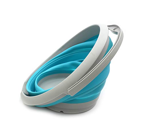 SAMMART 10L (2.64Gallon) Collapsible Fishing Bucket - Foldable Round Tub - Portable Plastic Water Pail - Space Saving Outdoor Waterpot - Trunk Organizer