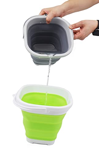 SAMMART 2.6L (0.68 Gallon) Super Mini Sqare Collapsible Plastic Bucket - Foldable Square Tub - Portable Fishing Water Pail - Space Saving Outdoor Waterpot