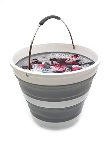 SAMMART 2 pcs Set : 36L (9.5 Gallons) Plastic Collapsible Laundry Basket & 10L (2.64 Gallons) Collapsible Bucket
