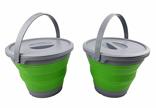 SAMMART 5.5L (1.4 Gallon) Collapsible Plastic Bucket with Lid - Foldable Round Tub with Lid - Portable Fishing Water Pail - Space Saving Outdoor Waterpot.